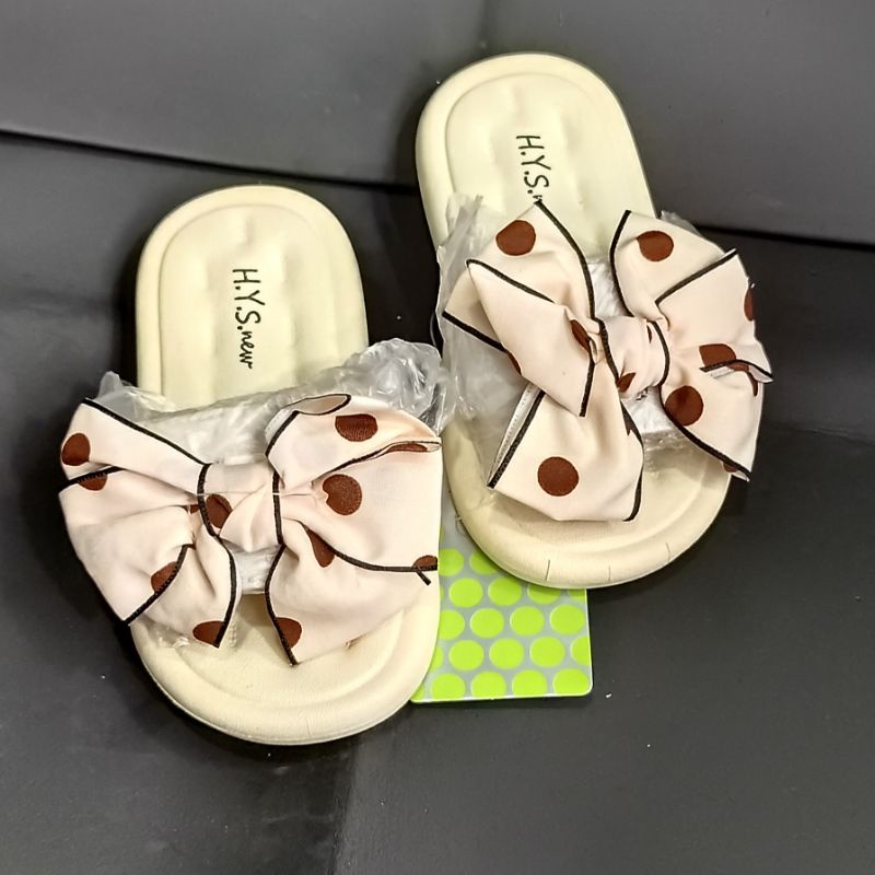 Sandal pita polkadot anak perempuan H Y S Sandal import premium motif terbaru Sendal trendy wanita