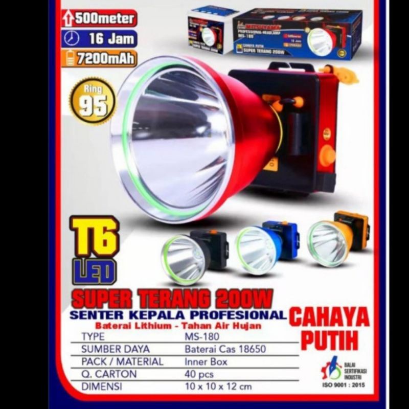 Senter kepala MITSUYAMA 200W MS-180 senter kepala LED