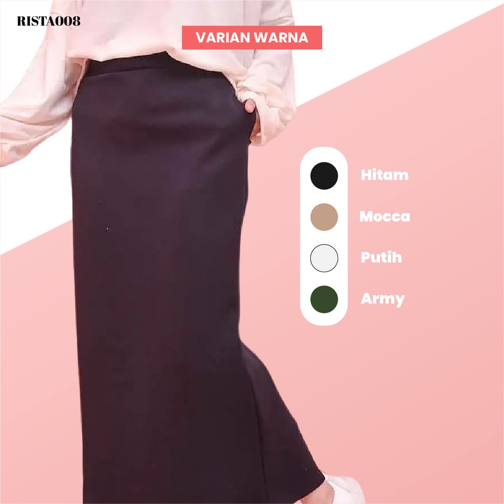 Rok Span Scuba Skirt Panjang High Waist Pakaian Kantor Wanita Kekinian Terlaris Termurah