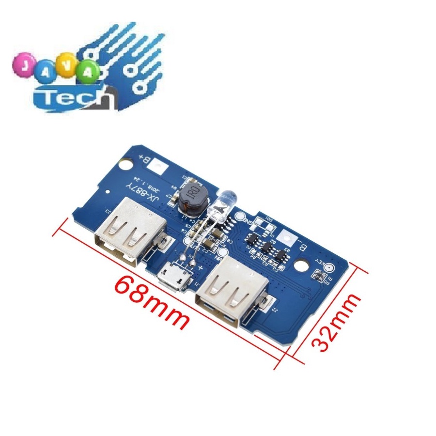 Modul Powerbank Dual USB Output 5V 2A 4 Led Indicator