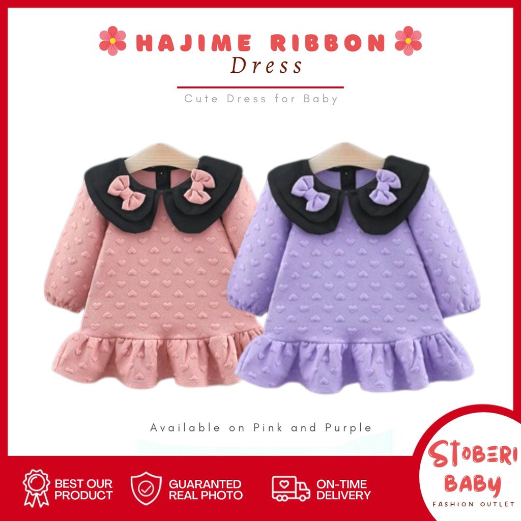 stoberibaby - DRESS HAJIME RIBBON EBV Baju Dress Anak Perempuan Import Dress anak/Bayi Perempuan Gaun bayi Rok Anak Pakaian anak