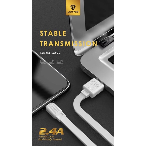 Lenyes LC926 2.4a Fast Charging Universal Anti Putus Kabel Charger 1 M