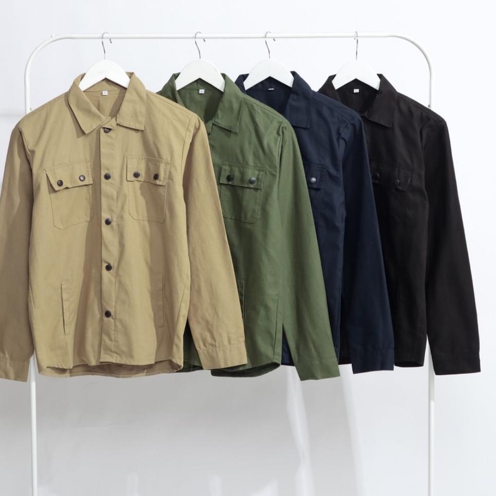 Harga Termurah Kemeja Couple Pasangan Kekinian Remaja Lengan Panjang Semi Parka Pria Wanita Baju Cou