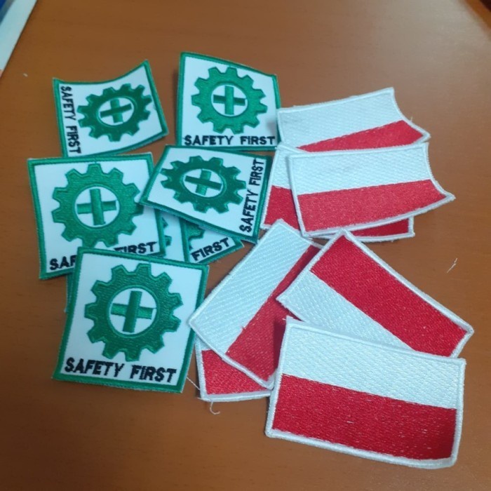 Logo safety k3 + Bendera Merah Putih/Emblem Safety Baju Kerja Proyek - Bendera dan K3