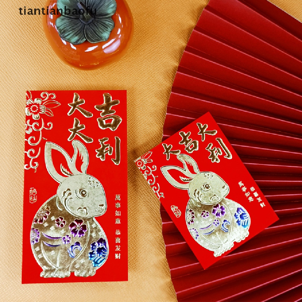 [tiantianbaofu] 6 Pcs Kelinci Kertas Merah Paket Merah Zodiak Kepribadian Tahun Baru Amplop Merah Butik