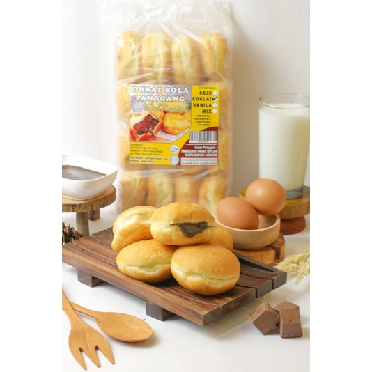 Donat Bola Isi Frozen - Bomboloni/Donat isi Coklat/Keju/Mix/Ayam Sayur