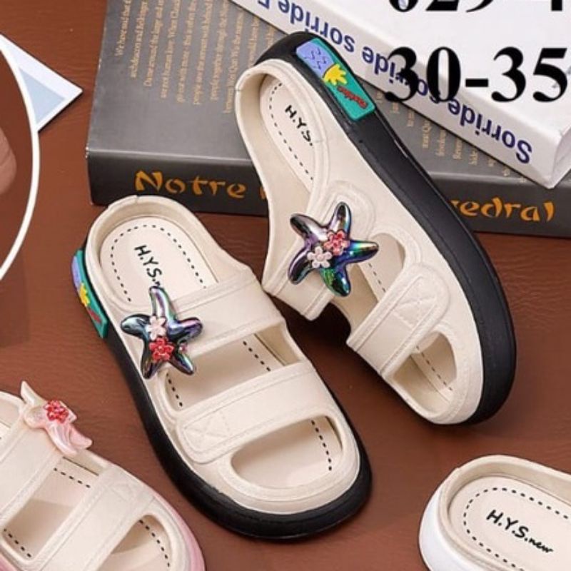 Sandal Wedges Jelly Wanita Anak Motif Bintang Sandal Ban 2 Terbaru 029 / Sandal Anak Terbaru/Sendal Karet Jelly Import HYS 029/Sendal Korea Import