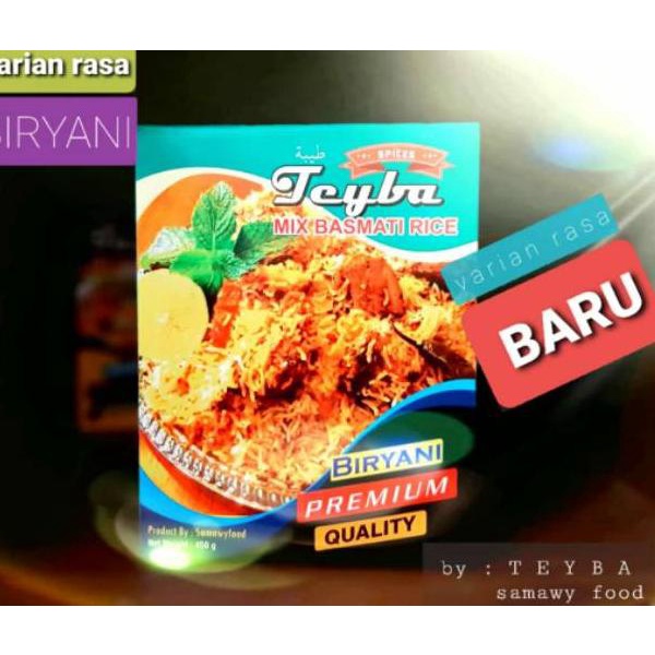 

♛ Teyba Beras Basmati + bumbu Nasi Arab Instan Kabuli, Mandi, Bukhori, Biryani/ Briyani 500 gram kemasan terbaru ゞ