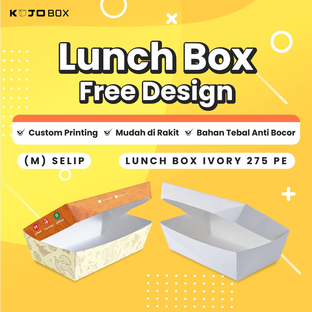 Jual CUSTOM LUNCH BOX M IVORY FULL LAMINASI FOOD GRADE MUDAH DIRAKIT