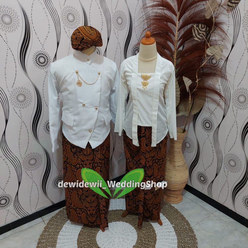 [Couple] Baju Prewedding / Baju Adat Jawa | Gambar Patung - Nuansa Solo Putih