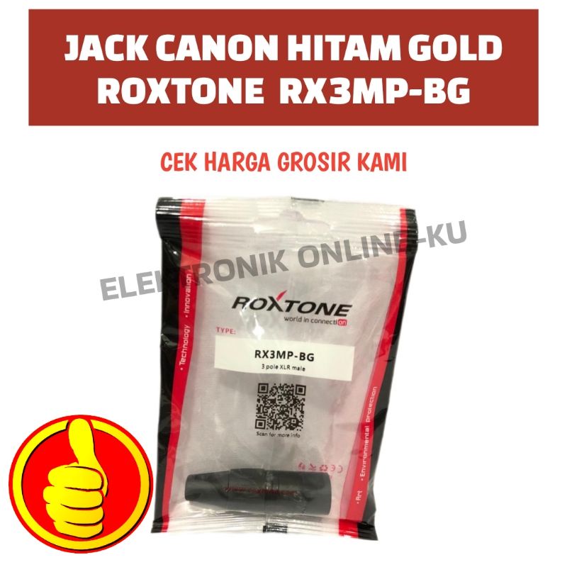 JACK CANON XLR MALE HITAM GOLD ROXTONE RX3MP-BG