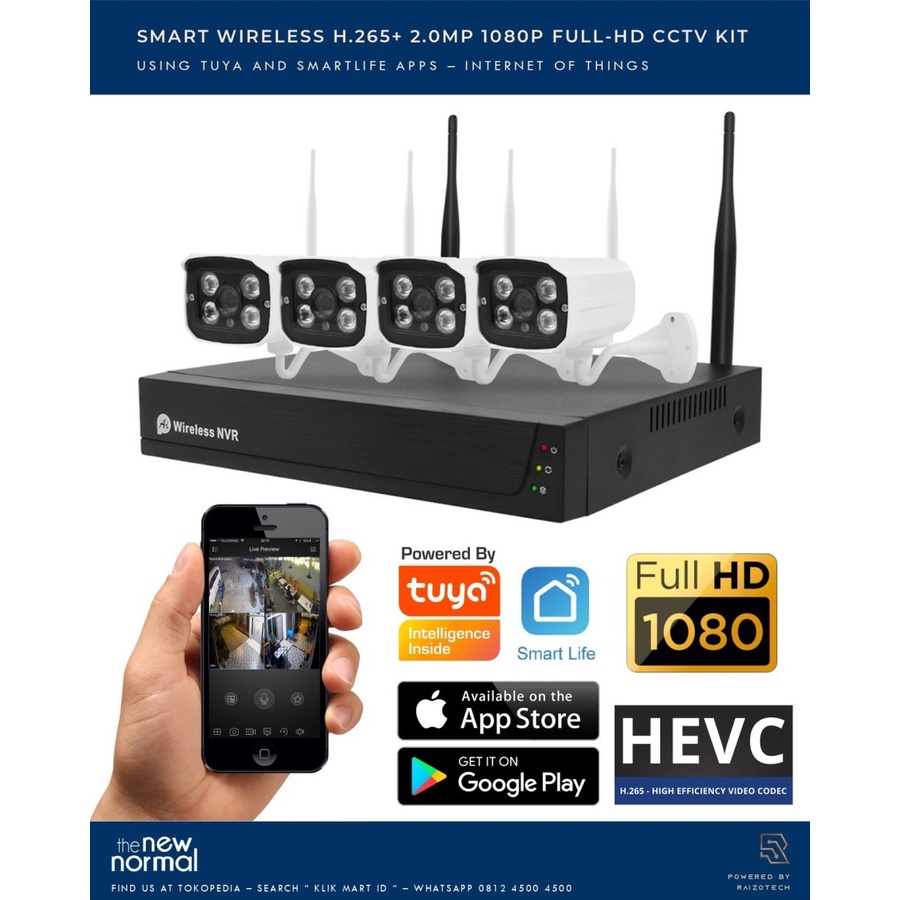 Paket CCTV Wifi Wireless 8 camera NVR KIT FULL HD 1080P IP Cam Garansi - 5G Kit