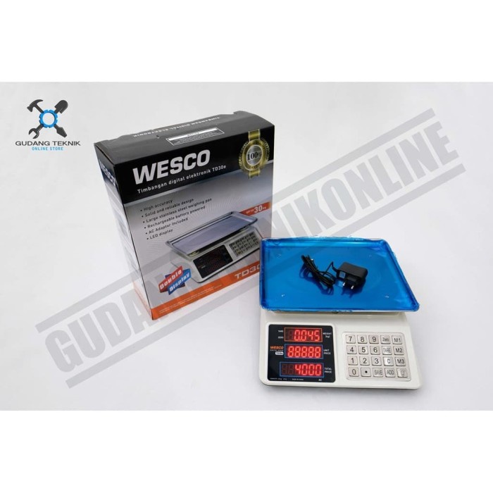 Timbangan Duduk Digital 30 Kg 100 Kg 150 Kg 300 Kg TD30 TD100 TD150 TD300 WESCO / Digital Scale Rail Double Display 30Kg 100Kg 150Kg 300Kg WESCO