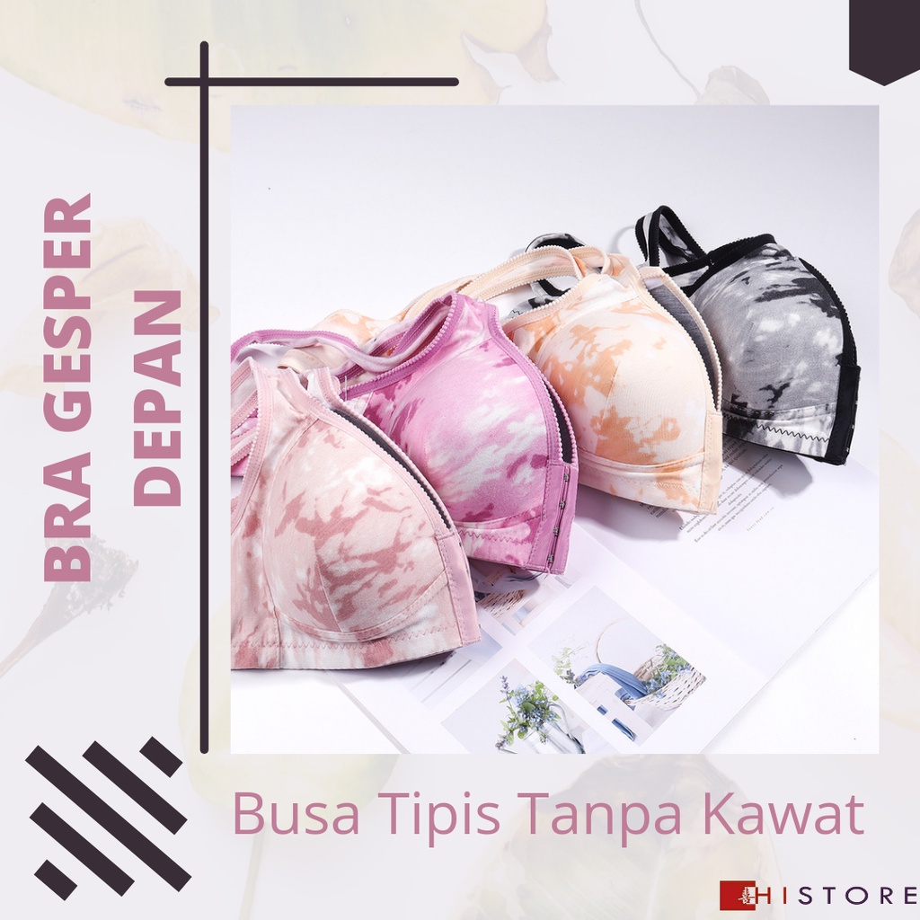 [HI] Bra Wanita Seamless Push Up Gesper Depan Kancing Depan Busa Tipis Tanpa Kawat Elegan 398