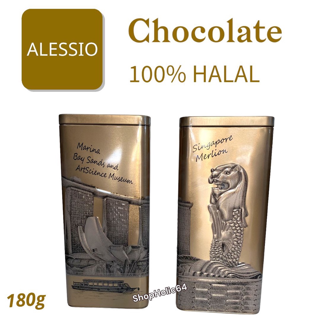 

Cokelat Alessio Kaleng 180g / Alessio Merlion / Cokelat Merlion / Cokelat Kaleng