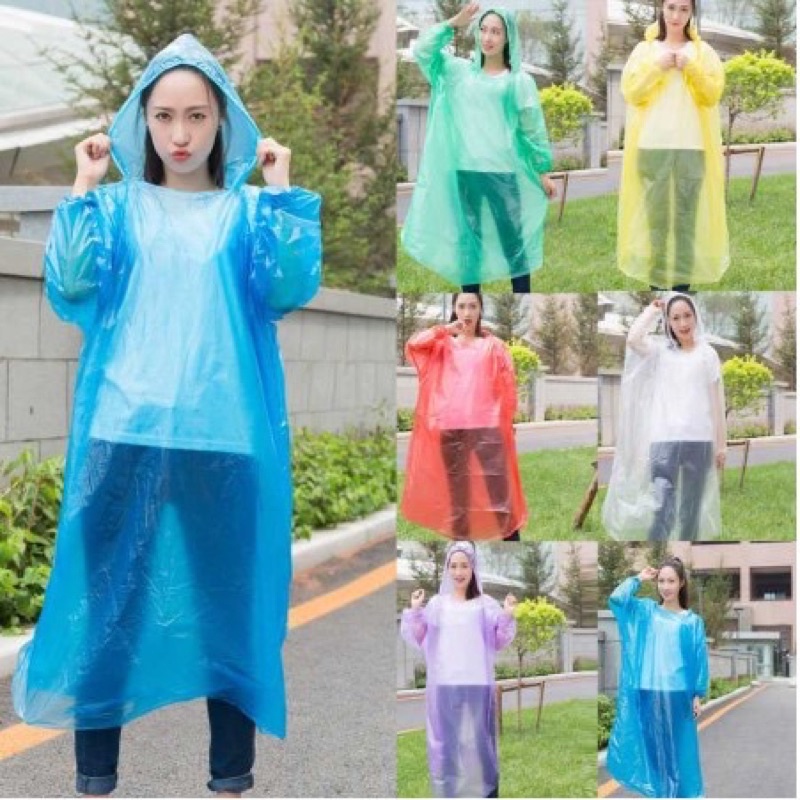 JAS HUJAN PLASTIK SEKALI PAKAI / JAS HUJAN PONCHO DISPOSABLE EMERGENCY RAINCOAT