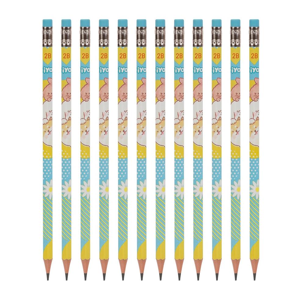 

[KODE PRODUK ZGPND4997] Deli Graphite Pencil / Pensil Kayu 2B Isi 12pcs/Pack dengan Penghapus Desain Miyou EC012-2B