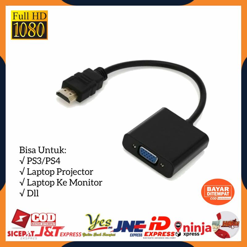 [COD] ADAPTER KONVERTER HDMII MALE TO VGA FEMALE CONVERTER / KABEL LAPTOP KE MONITOR / LAPTOP KE PROYEKTOR