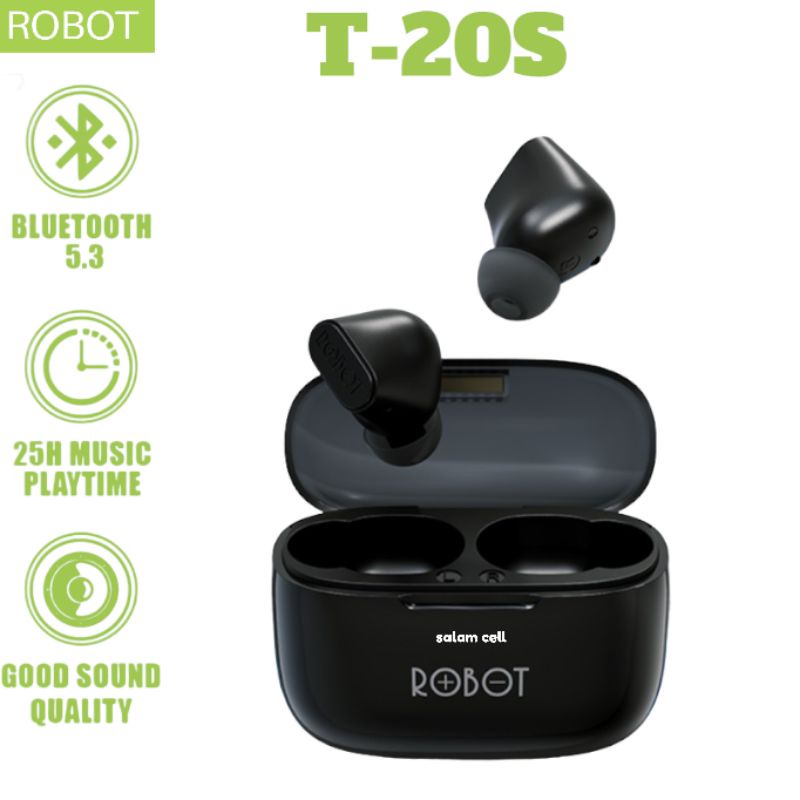 Robot Wireless Earphone Bluetooth 5.3 Airbuds TWS T20S Black Original