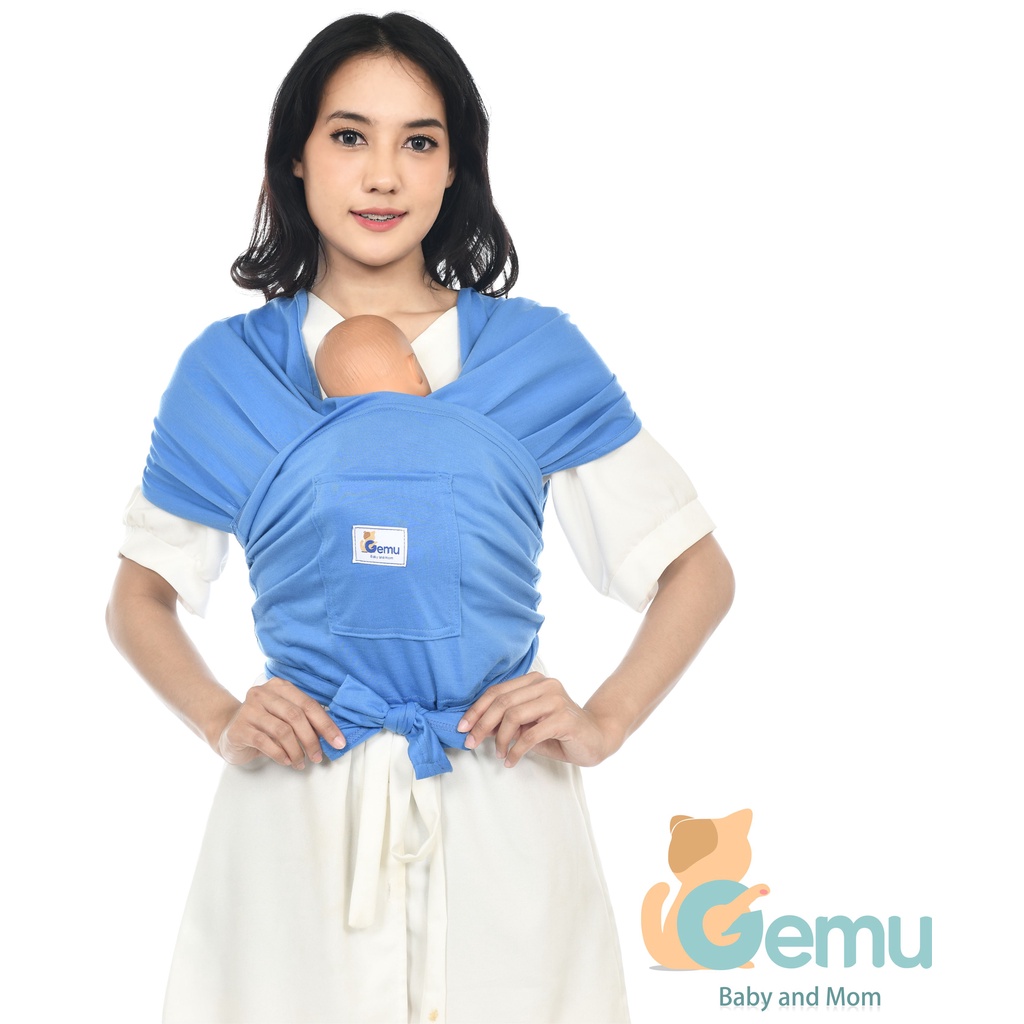 GEMUBABY Gendongan Bayi Depan M Shape Baby Wrap 3in1 Geos Baby Instan Premium with Sash Belt Warna Soft