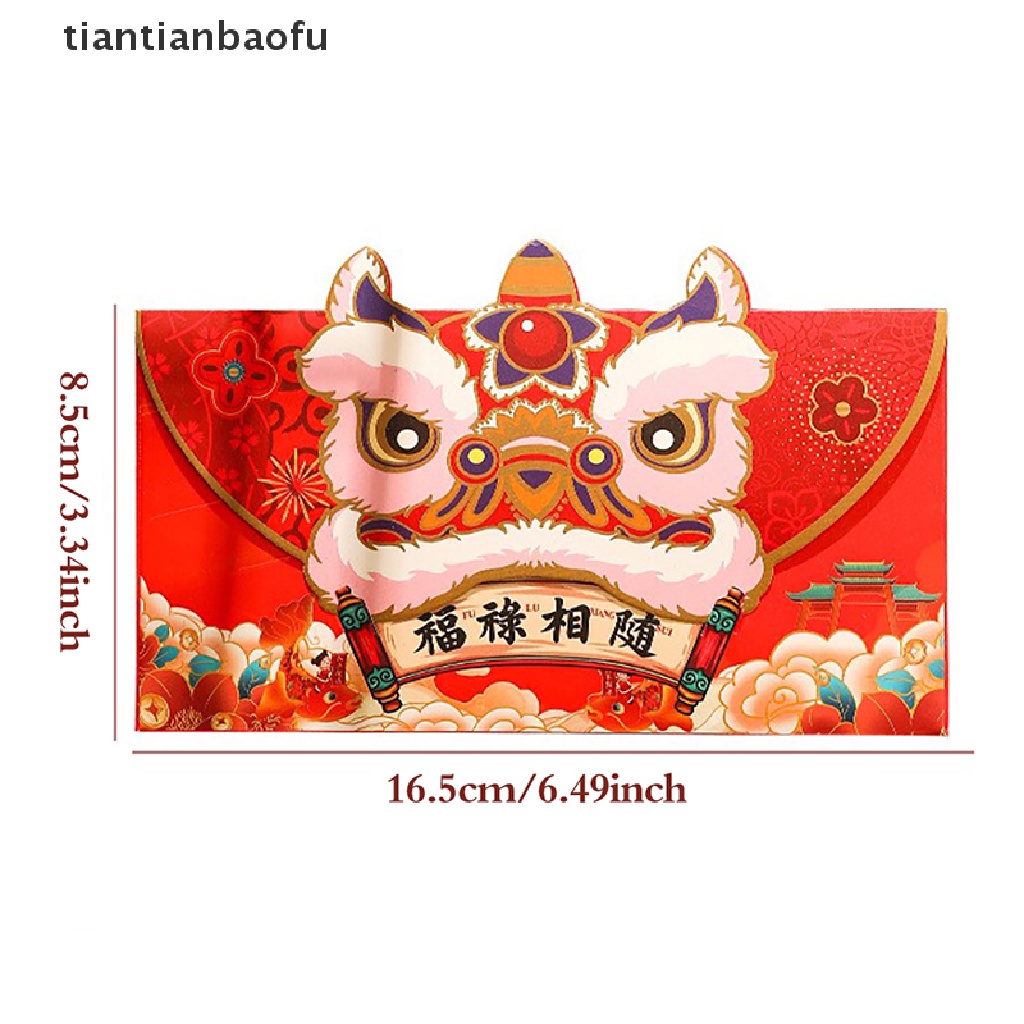 [tiantianbaofu] 4pcs Amplop Merah Imlek Amplop Merah Kantong Merah Chinese Red Packets Hong Bao Amplop Uang Keberuntungan Butik