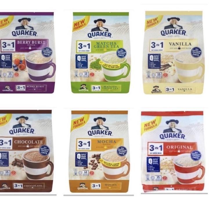 

[I-6-U ㊚] Quaker 3 in 1 Oat Cereal drink Matcha / Berry Burst / Chocolate ecer-top produk