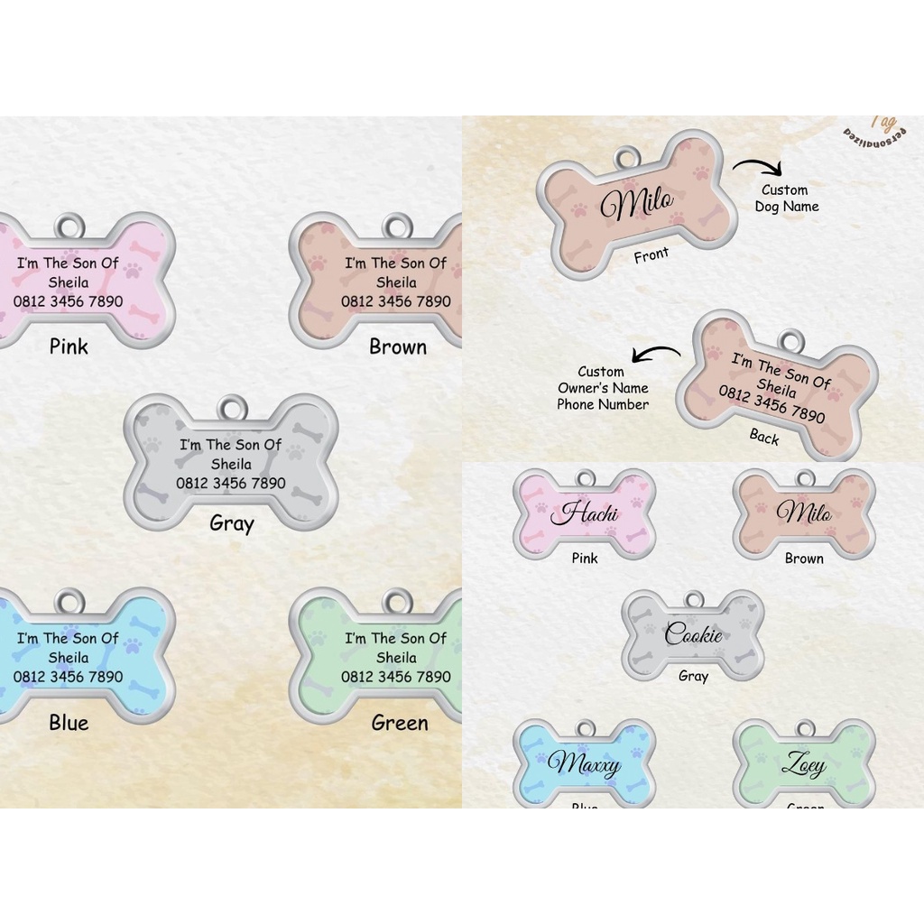 Name tag Dog Custom Dog Tag Name Tag untuk Anjing Kalung Anjing Liontin Kucing