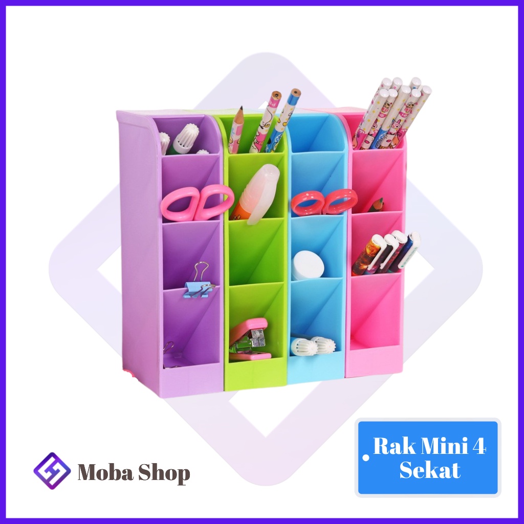 

Rak Mini 4 Sekat / Rak Laci Plastik 4 Slot Pulpen Spidol