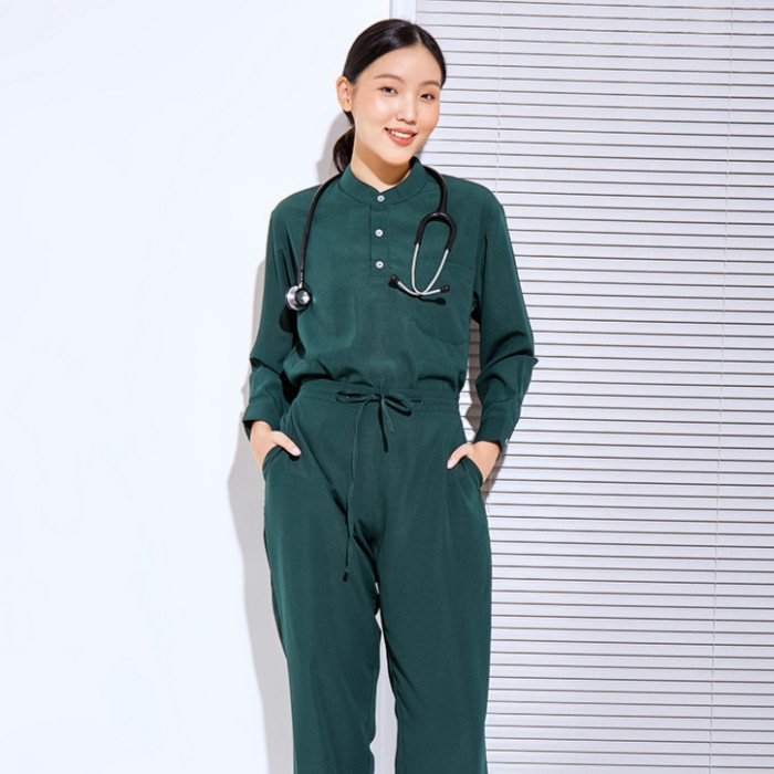 Baju Jaga MLS - DARK GREEN Scrubs on Call Flowy Lengan Panjang