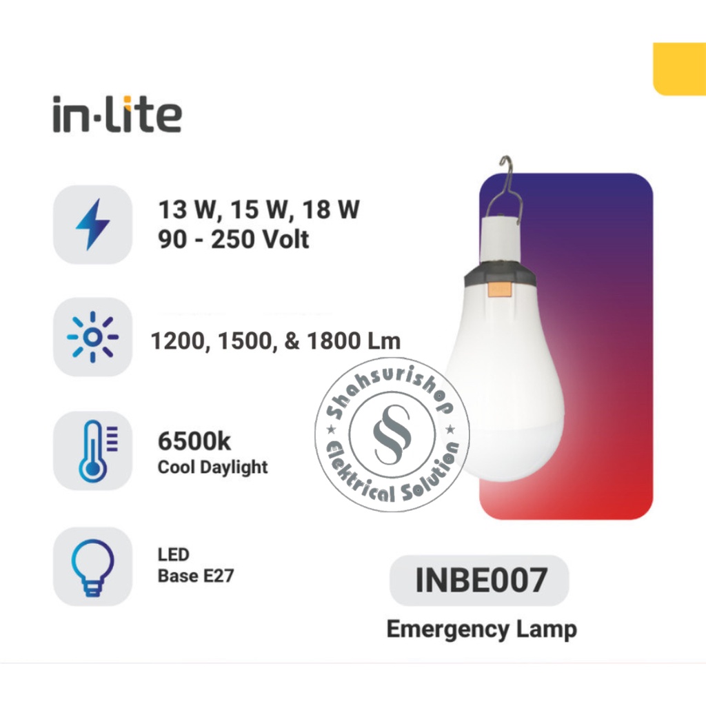 INLITE EMERGENCY LED BULB INBE007 13 WATT 13W LAMPU DARURAT