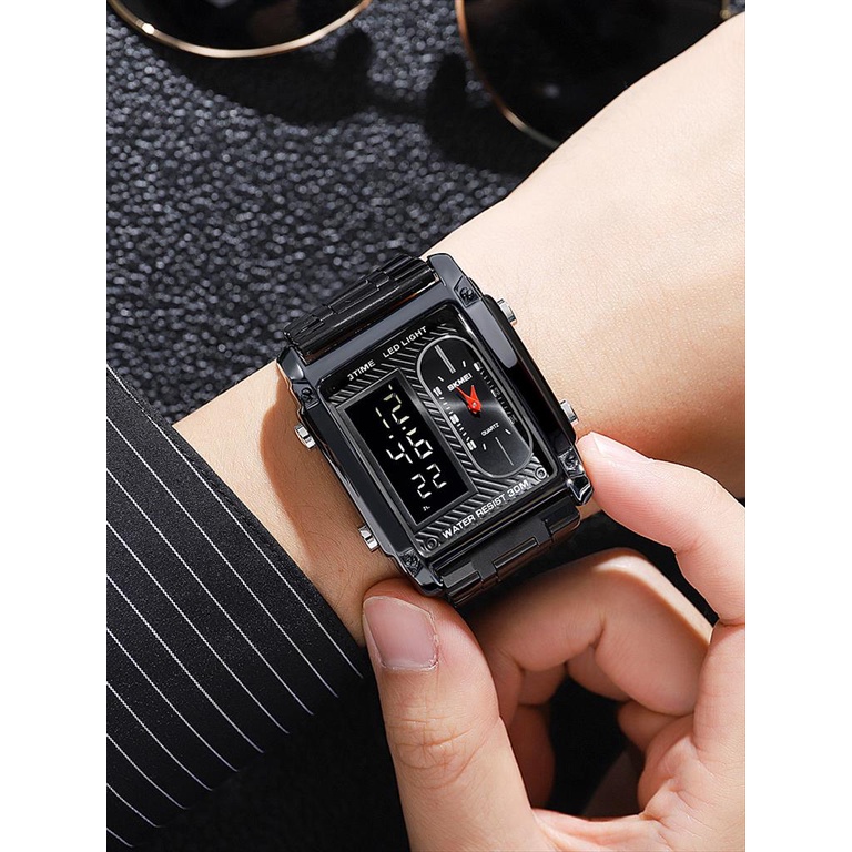 Jam Tangan Digital SKMEI 1868 Kulit dan Stainless Steel Water resist