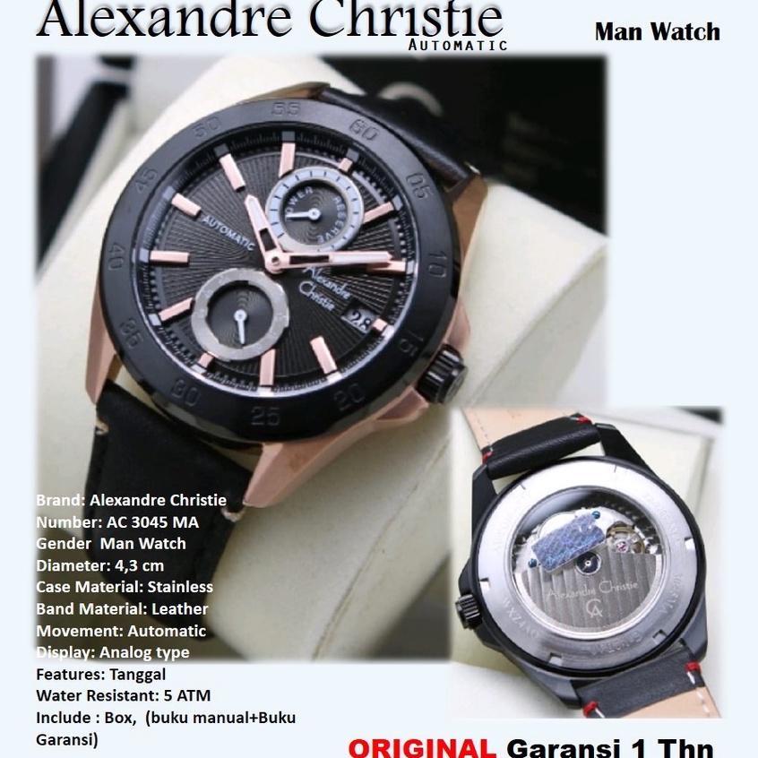 Jual JAM ALEXANDER CHRISTIE PRIA ORIGINAL AUTOMATIC ALEXANDRE CRISTY ...