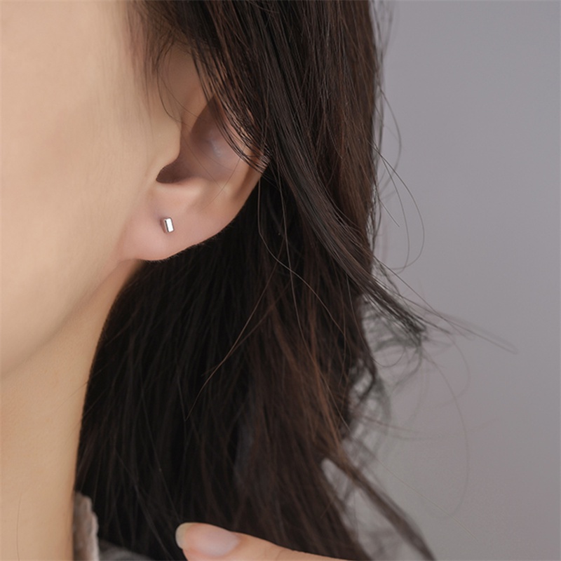Kami Bunga Minimalis s925 Perak Kecil Kubus Stud Anting-Anting Untuk Wanita Pria Sederhana Fashion Geometris Anting-Anting Pakaian Sehari-Hari Telinga Perhiasan