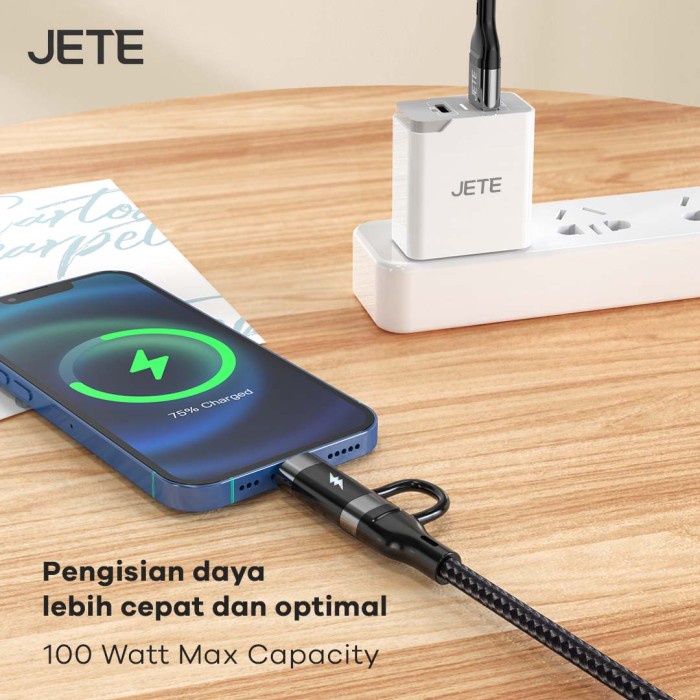 JETE CX7B Kabel Data USB to Type C 4IN1 PD Fast Charging 100W GARANSI