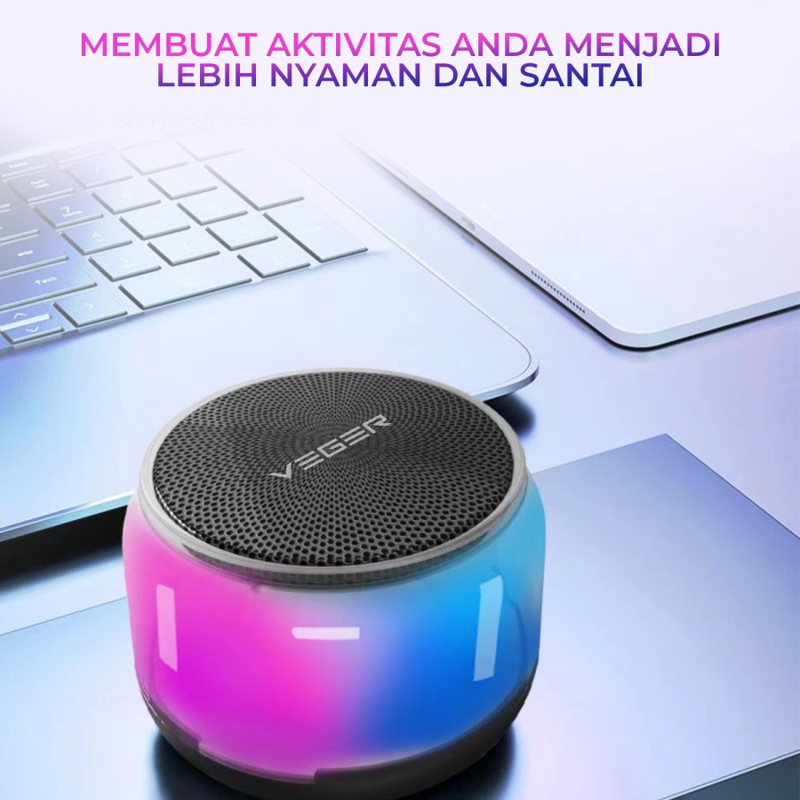 VEGER SP-10 Mini Wireless Speaker Ultra Bass With LED Lights Bluetooth