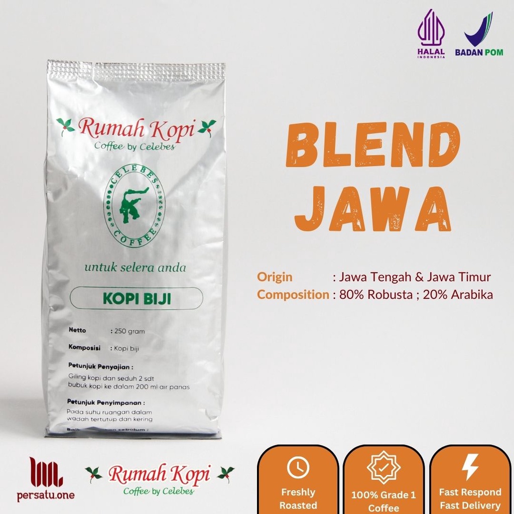 

Kopi Blend Jawa Biji/Giling Halus/Medium | CELEBES COFFEE | Kemasan 100, 250, dan 500 gram