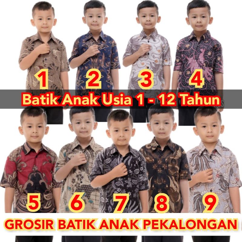 BAJU BATIK ANAK KATUN PREMIUM LENGAN PENDEK MURIAH MERIAH 2-13 TAHUN