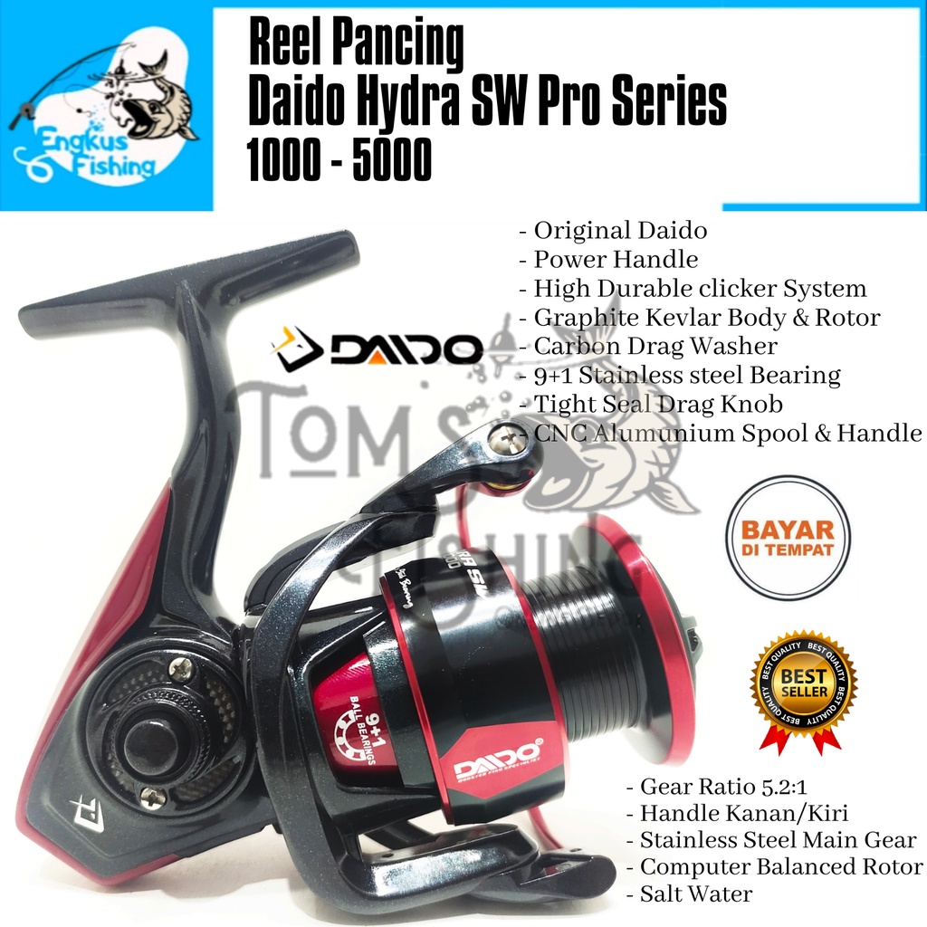 Reel Pancing Daido Hydra SW Pro Series 1000 - 6000 (9+1Bearing) Salt Water PH - Engkus Fishing