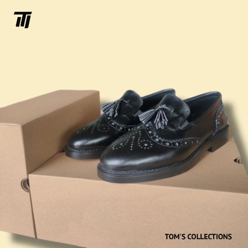 TOM'S - Sepatu Loafers Pria Kulit Asli Original - lOP