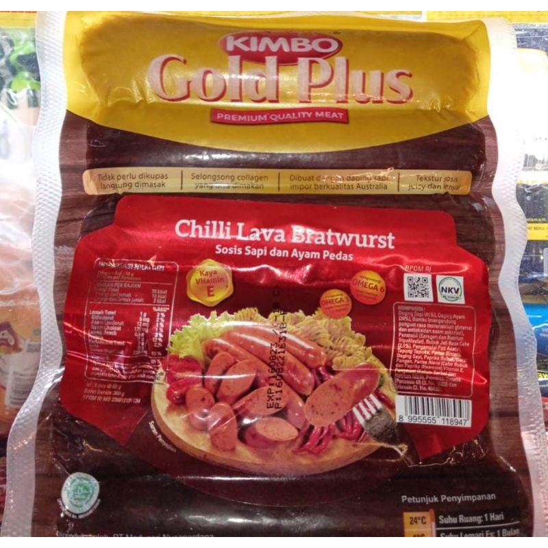 

Kimbo Gold Plus Bratwurst sapi ayam 360gr