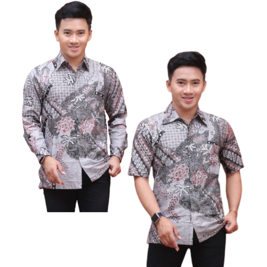 KEMEJA HEM BATIK PRADA ABU M L XL XXL