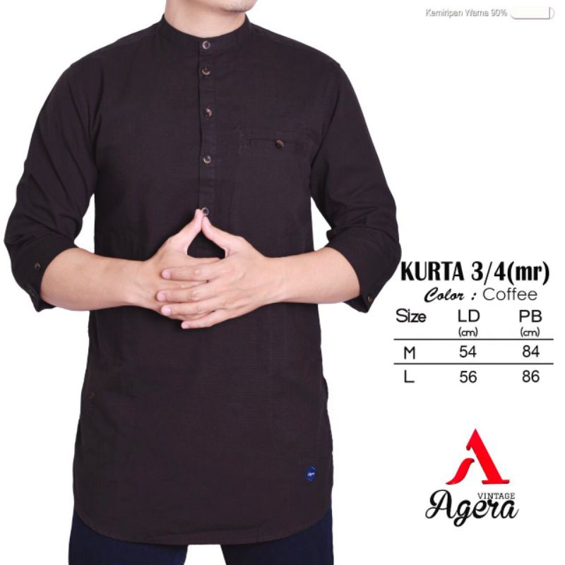 [ NEW ] BAJU KEMEJA KURTA KOKO KEMKO PRIA MUSLIM LENGAN 3/4 TERBARU ORIGINAL AGERA SAJUAK