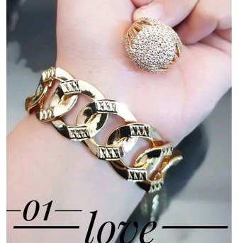 Set Gelang Cincin Xuping Perhiasan Wanita Dewasa Gold 1215f