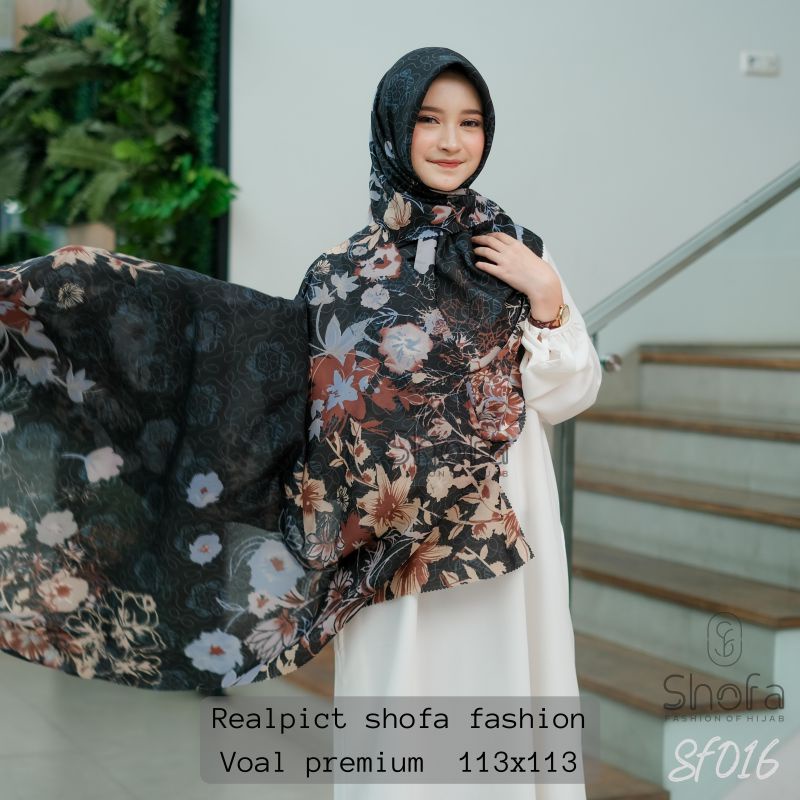 (@016 Voal motip shofa) Hijab segiempat voal motip premium best quality