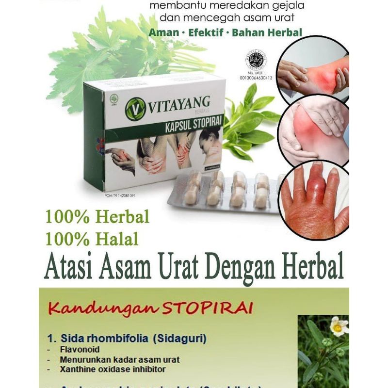 Vitayang Stopirai Obat Herbal Asam Urat Suplemen Asam Urat Nyeri sendi Original KK Indonesia