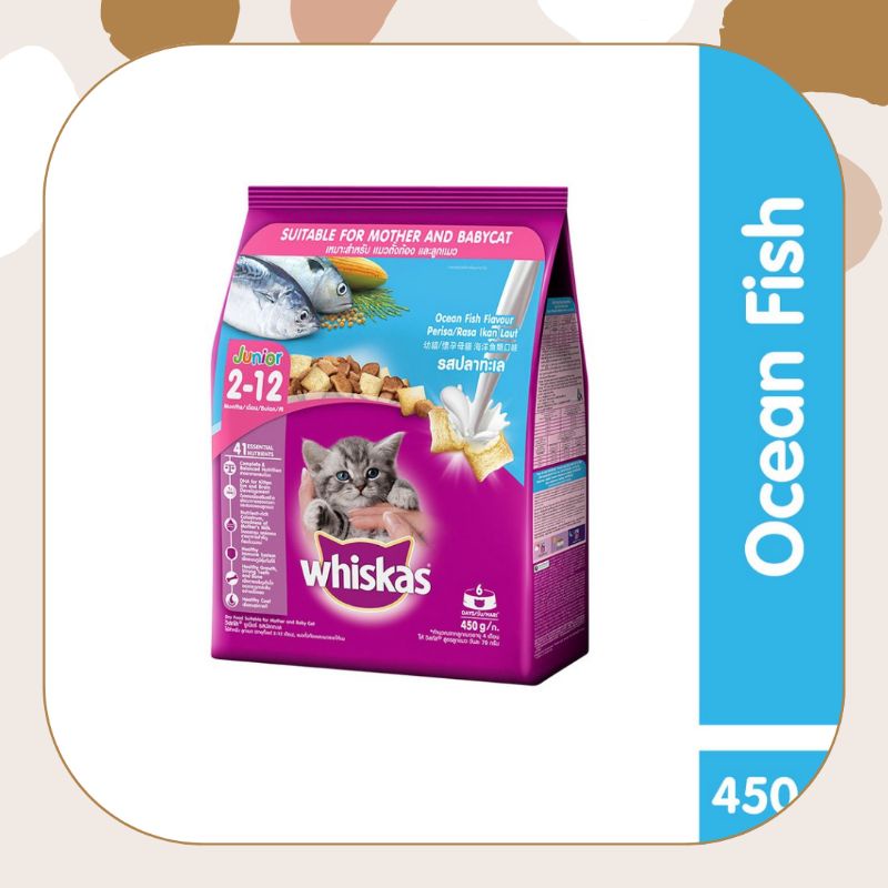 Jual WHISKAS Junior Makanan Kucing Kering 450g Whiskas Junior Ocean