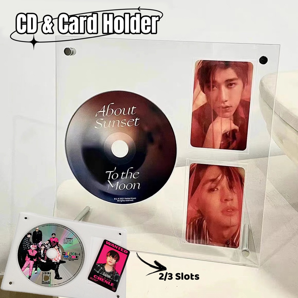 2per3/4slot Akrilik Magnetik CD &amp; Kartu Bingkai Foto Idol Album Discs 3inch Kpop Photocard Holder Bening Desktop Display Penyimpanan Kartu Foto Frame Alat Tulis