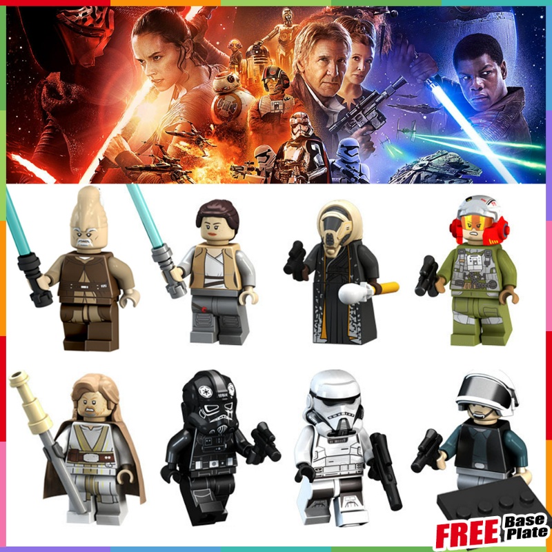 Ki-adi-mundi Minifigures Star Wars Rey Moloch Older Luke Blok Bangunan A-wing Pilot Perempuan Mini Angka Mainan