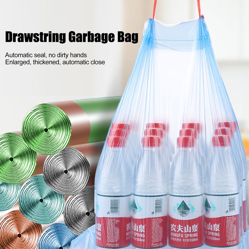 Roll Disposable Kantong Plastik Sampah Dengan Tali  Kantong Plastik Gulung Trash Large Trash Bag Hanya 8L 10L