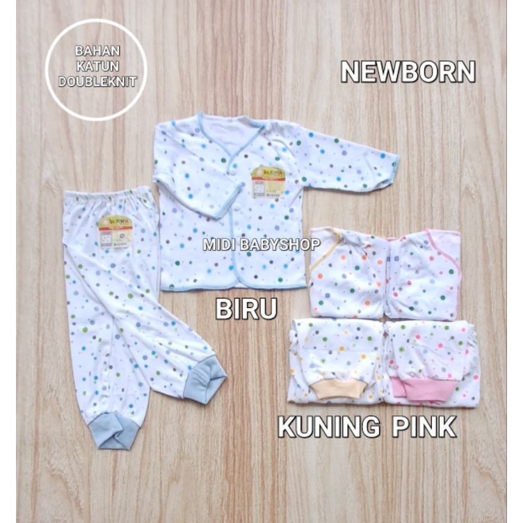 Setelan Baju Bayi Panjang Baru Lahir Polkadot Saffenda Baby SNI